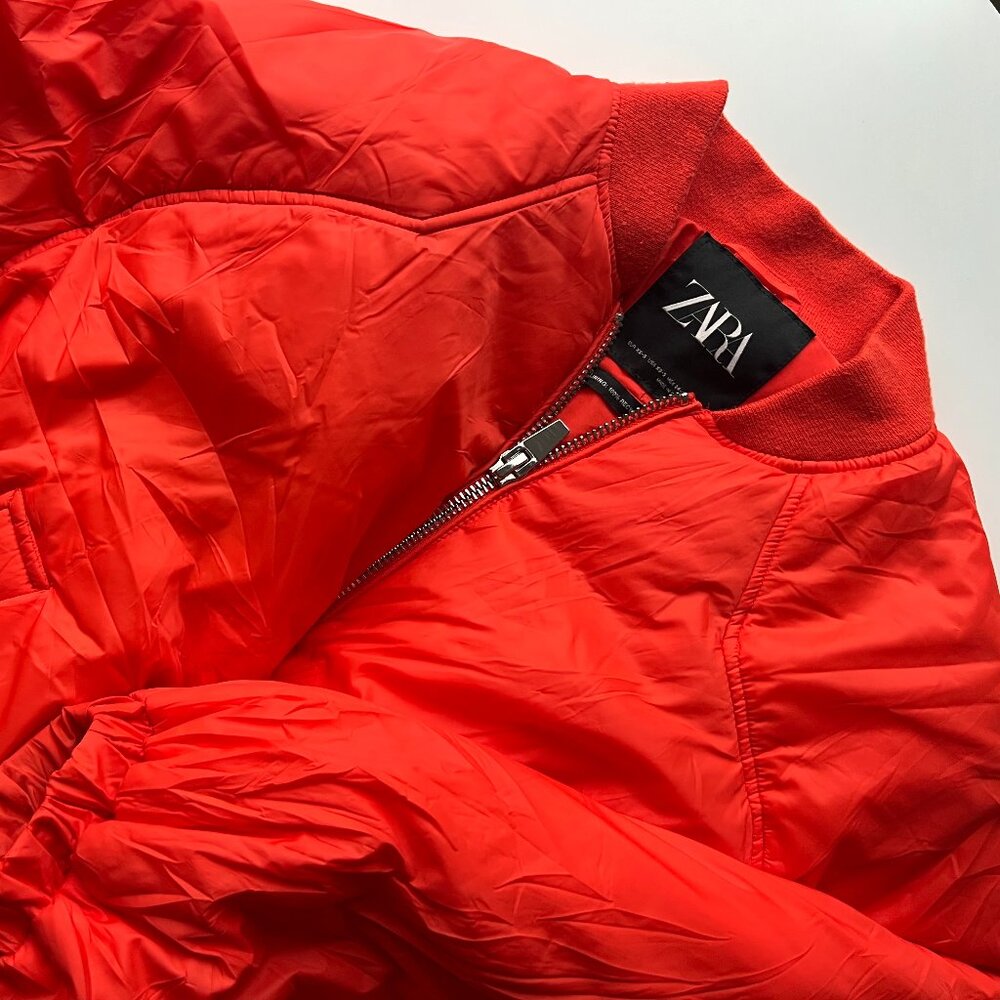 ZARA Orange Cropped Puffer Jacket - Picture 9 of 11
